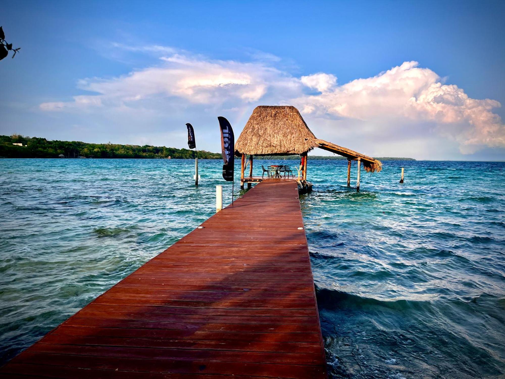 Cabana Con Muelle Privado En La Laguna De Bacalar Esterno foto