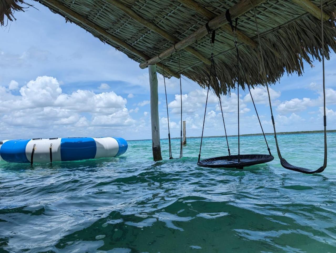 Cabana Con Muelle Privado En La Laguna De Bacalar Esterno foto